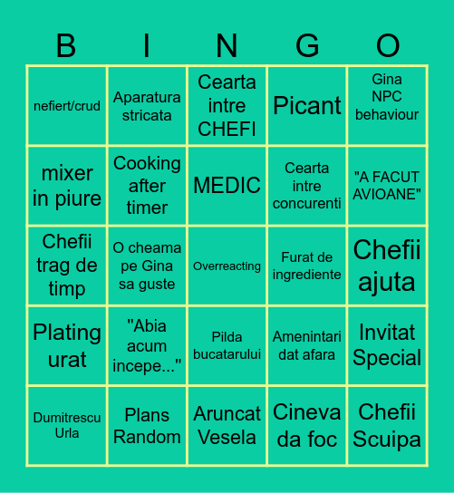 MasterChef Bingo Card