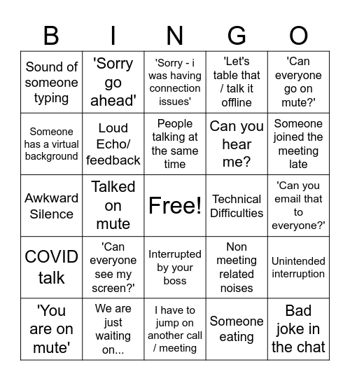 Pharmacists Meeting Bingo Card