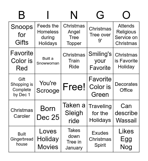 Jingle Bell Bingo Card