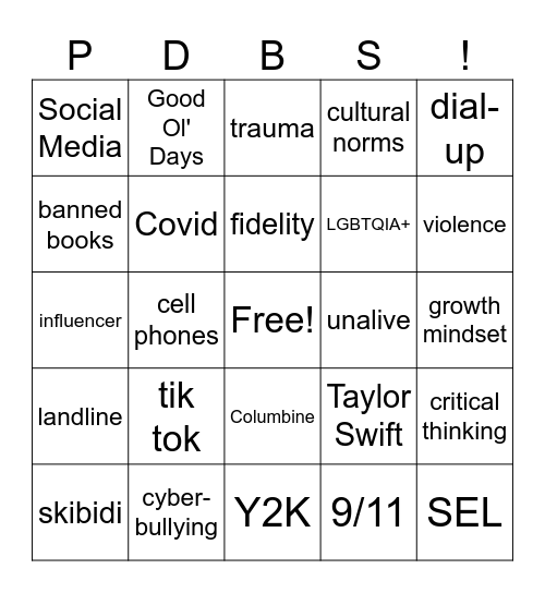 PD Day Bingo Card