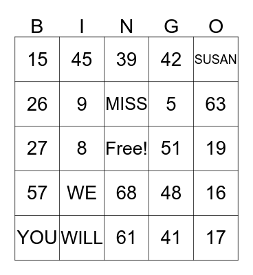 SUSAN'S RETIREMENT PARTY Bingo Card