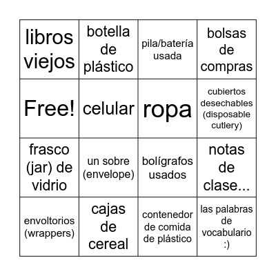 ¿lo reciclas? Bingo Card