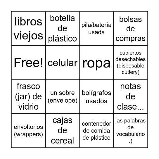 ¿lo reciclas? Bingo Card