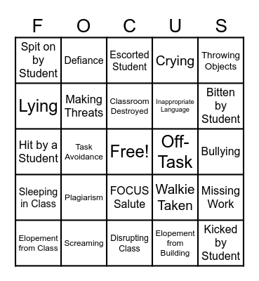 FOCUS DAY Bingo Card