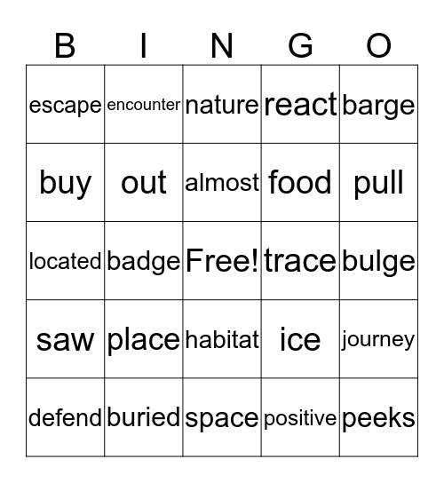 Unit 2 Week 3  Bingo Card