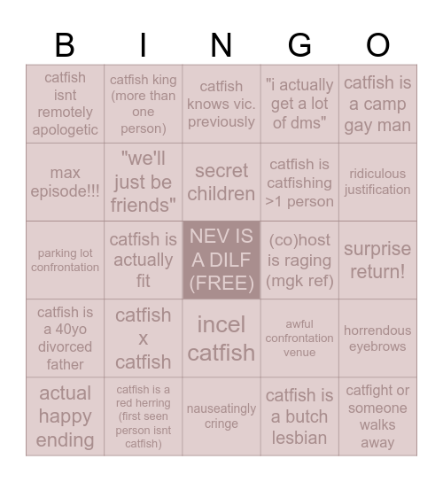 mtv's 'catfish' bingo! Bingo Card