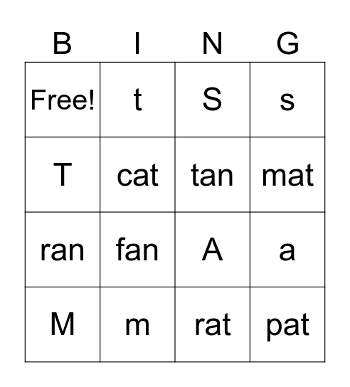 Lesson 1-5 Bingo Card