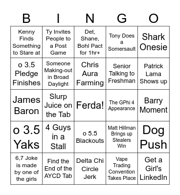 Range Crush Party Bingo Card