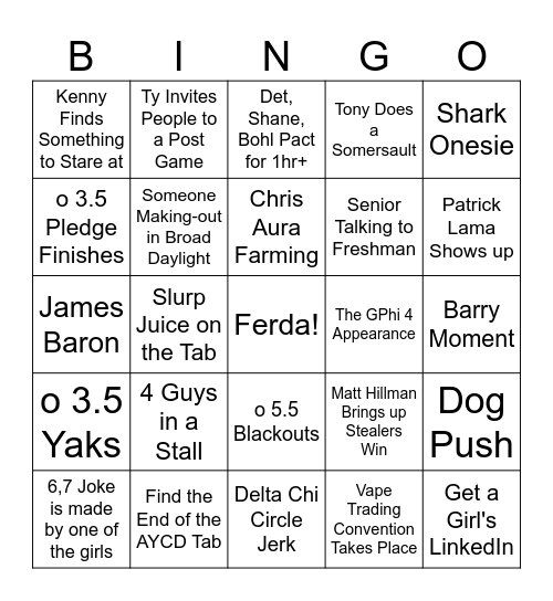 Range Crush Party Bingo Card