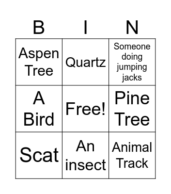 Outdoor Adventure Hike Bingo! Bingo Card