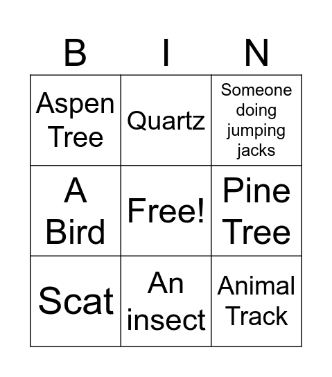 Outdoor Adventure Hike Bingo! Bingo Card