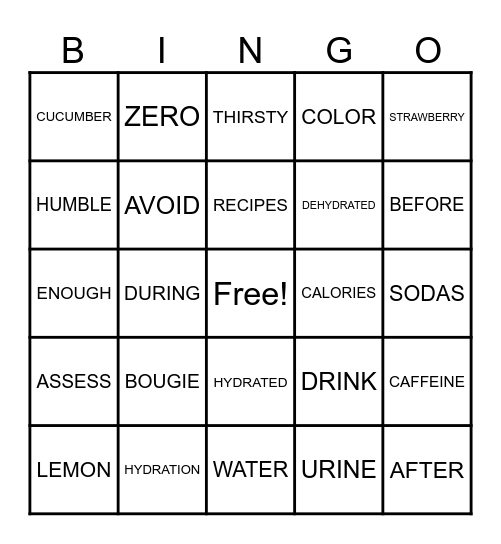 WACH Says Water Is Key! Bingo Card