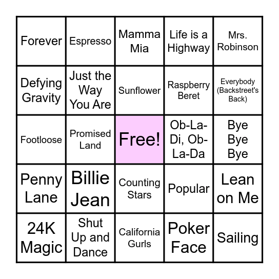 SINGO Bingo Card