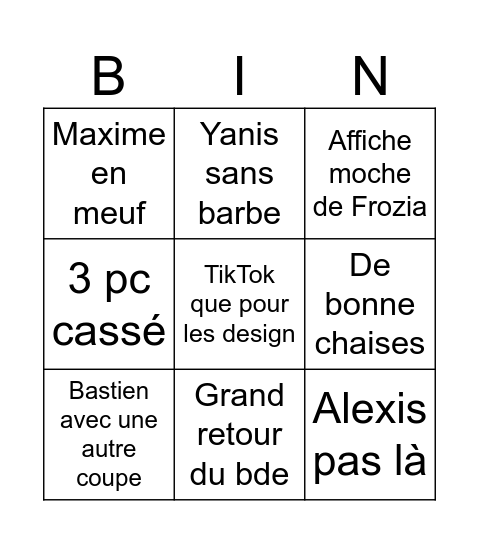 La rentrée Bingo Card