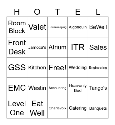 Westin Southfield Bingo Card