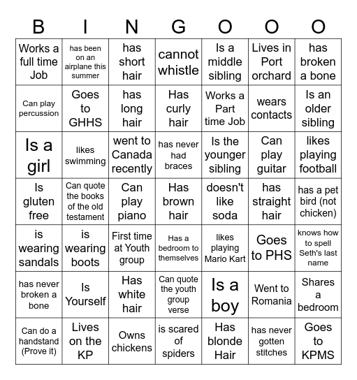 Find someone who Bingo Card