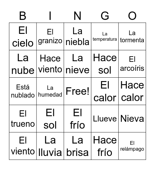 El Bingo Card