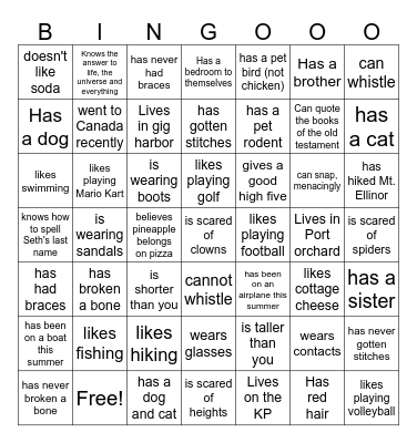 Find Someone Who Bingo Card