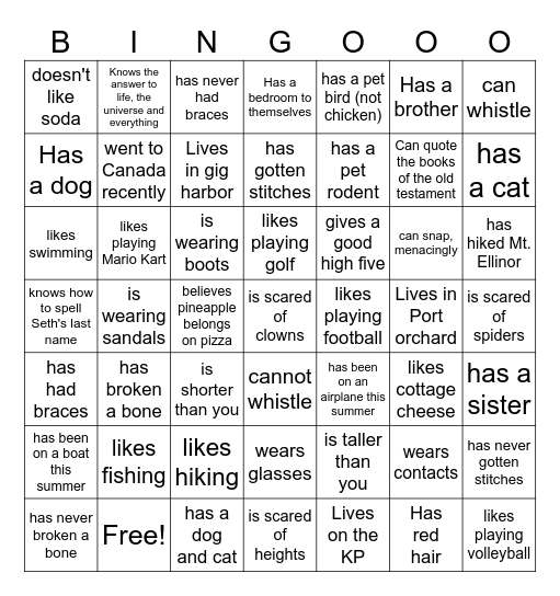 Find Someone Who Bingo Card