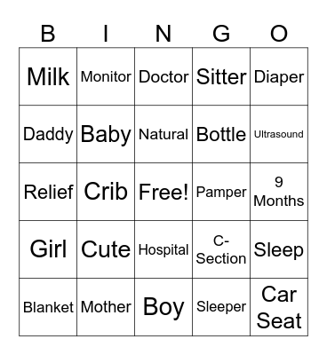 BABY BINGO Card