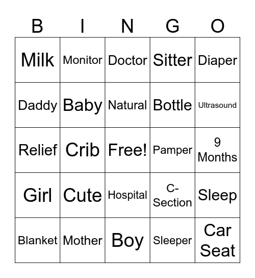 BABY BINGO Card