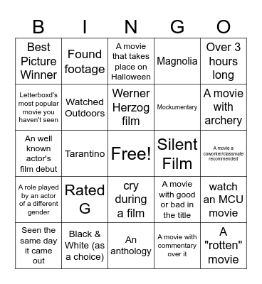 2026 Bingo Card