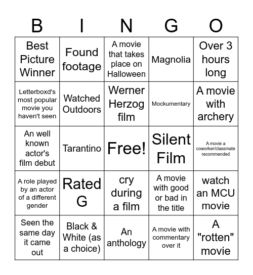 2026 Bingo Card