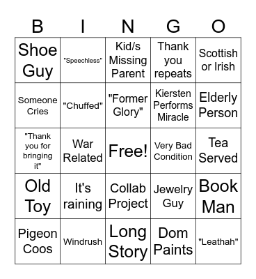 Repair Shop Bingo Card