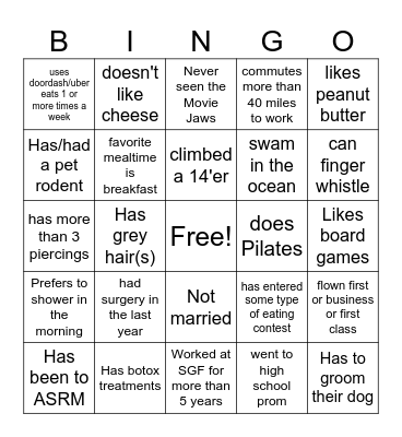 Find Someone Who: Bingo Card