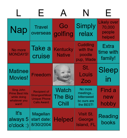 Leeanne's Retiring! Bingo Card