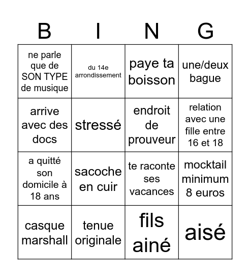 Kamil Bingo Card