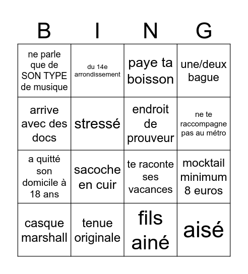 Kamil Bingo Card