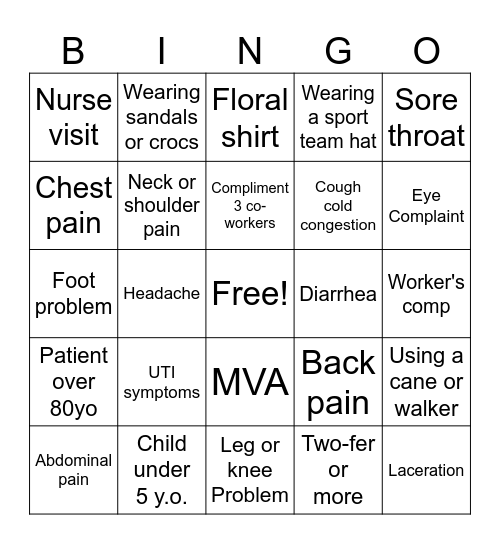 Check-In Bingo (Must be the person doing the check-in) Bingo Card