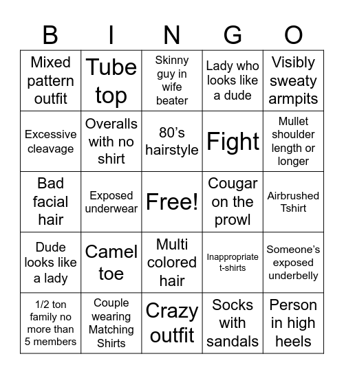 Fair Bingo Card