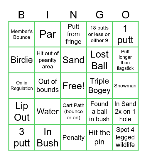 Grand Pines Girls 2025 Bingo Card