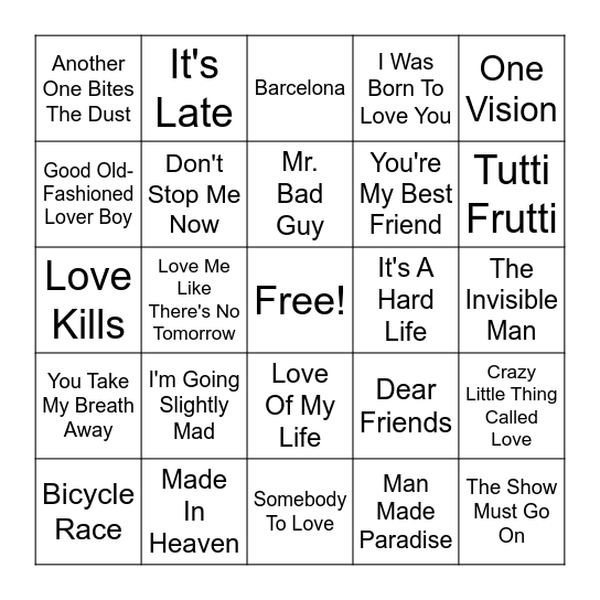 Round 2 - Freddy Bingo Card