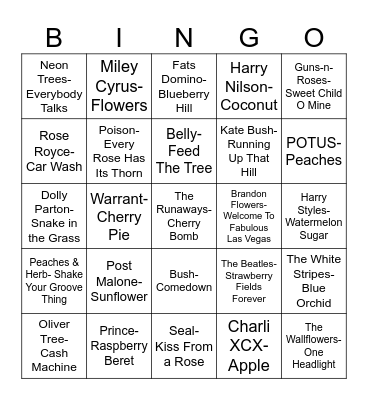 Radio Bingo Green Thumb Bingo Card