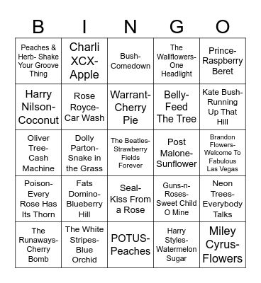 Radio Bingo Green Thumb Bingo Card