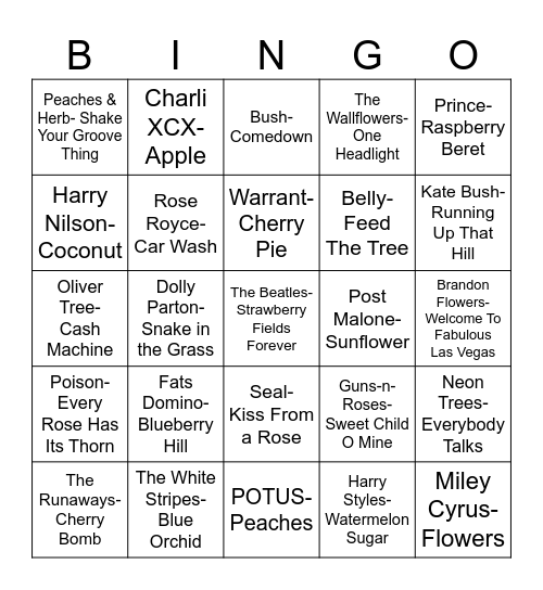Radio Bingo Green Thumb Bingo Card
