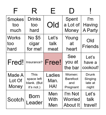 FRED-O Bingo Card