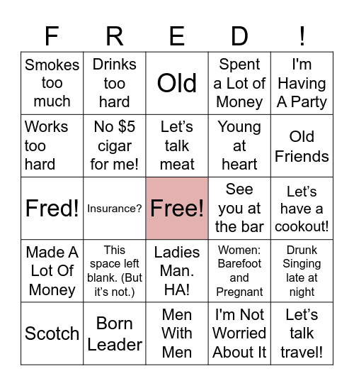 FRED-O Bingo Card