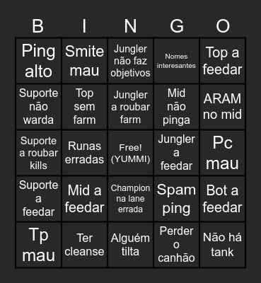 LOL Bingo Card
