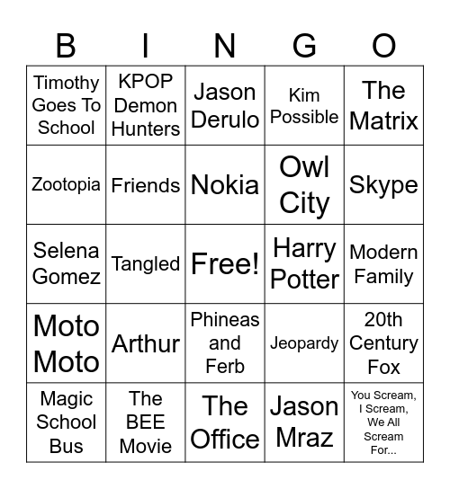 Bingo Bingo Bingo! Bingo Card
