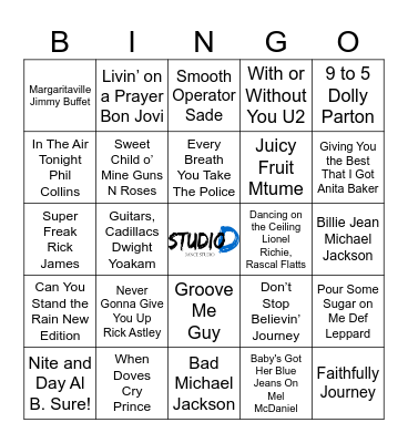Music Bingo 80's Bingo Card