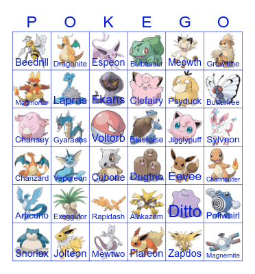 Pokemon Bingo! Bingo Card