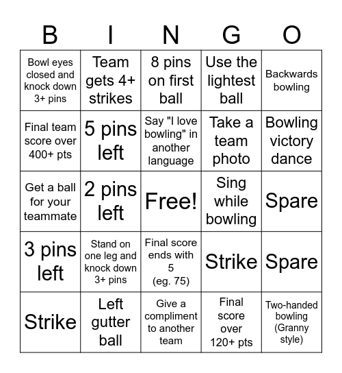 CFAN Bowlingo Bingo Card