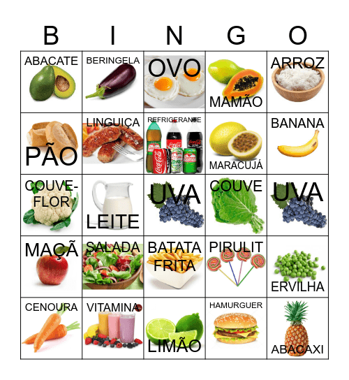 BINGO DOS ALIMENTOS SAUDAVEIS Bingo Card