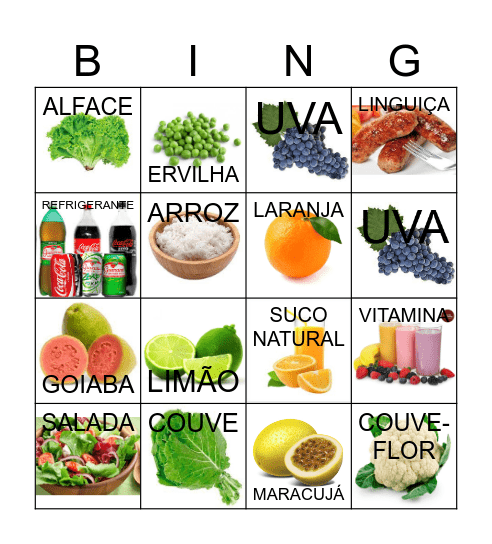 BINGO DOS ALIMENTOS SAUDAVEIS Bingo Card