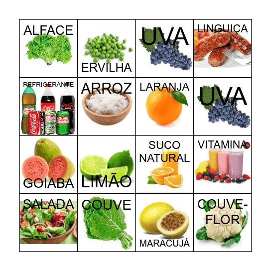 BINGO DOS ALIMENTOS SAUDAVEIS Bingo Card