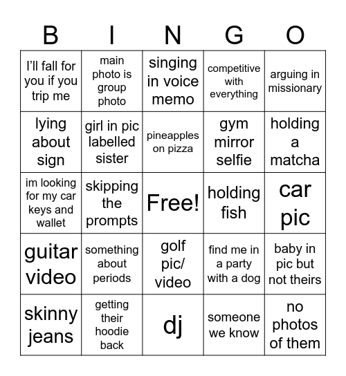 rains hinge men Bingo Card